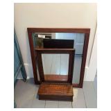 Wooden Wall Mirror with Attached Storage Compartment & Wall Mirror