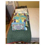 Assorted Textile Lot Including Quilted Runner and Decorative Pillows