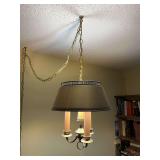 Three-Light Brass Finish Hanging Swag Lamp with Metal Shade