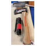 True Temper camp ax and a Joey flashlight with a Missouri Commemorative knife single blade in tin case all 3 new