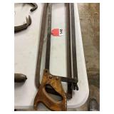 2 meat saws, 1 Disston and 1 Sheffield, used many times to split beef and hogs and quarter them