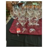 10 Tuscany Long stem crystal wine goblets with Tuscany sticker, new and never used Vintage