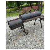 Custom smoker built on site, made from 1/4 wall steel pipe, holds 8 slabs of ribs, precise air adjustments for inlet and smoke outlet