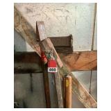 Sledge head, 2 new sledge hammer handles, 1 manual splitter, Railroad tie bar, 2 antique wedges