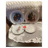 2 Christmas Memories dishes 1981 and 1982 plus 2 Precious Moments dishes