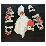 9 piece set of Porcelain decorative napkin holders - vintage