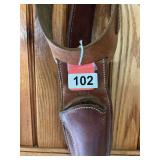 1 Hunter leather holster and belt with cartridge loops, fits revolvers such as single 6