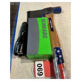 Vaughn 22 oz. hatchet and a Pro 4 Multitool and a new Schrade ST1N multitool in the box
