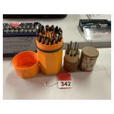 New Jobber drill bit set up to 1/2 inch, Very rare Starrett punch set in wooden case