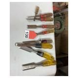 8 wood chisels, 4 on the left came from a Western Auto store in Holden, MO. in the early 1950