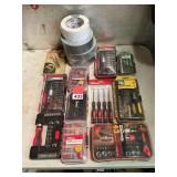 11 new sets of various economical tools with 3 new rolls of duck tape and 1 partial roll of white duck tape