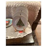 Vintage Mount Clemens Pottery decorative plates 22 K gold trim Christmas plates