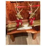 2 large stags, made out of poured resin each weighs 30 pounds vintage