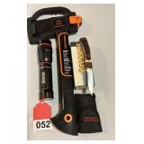 Fiskars Hatchet in case and Schrade pocket knife and Nebo Redline flashlight new