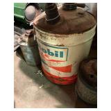2 antique Coal Oil cans (1 has no bottom), and 1 Mobil vintage metal gas can