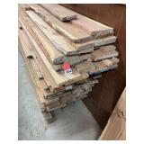 Red cedar with moisture of 8%, totaling 510 board feet with 92 boards finishing at 9 ft. long and 4.5 inches wide, rough sawn 15/16 inches thick. Harvested on site in 2010.
