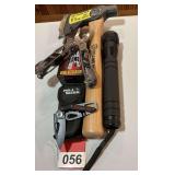 Collins builders hatchet and Pro 4 tactical Multitool with pouch and Streamlight Twin task flashlight and Knockoff Snap On single blade knife
