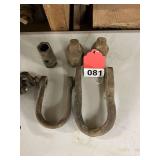 Antique 2 hand forged clevises, Saw set tool, and antique 1920