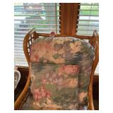 High Back Bamboo Chair w/ cushions and 1 Ratan Foot stool