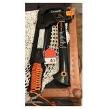1 Fiskars hatchet in case, and 1 more Paracuda FS Machete with sheath