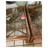 2 Ratan End tables with glass tops