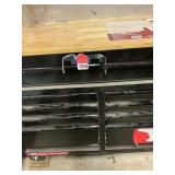 9 drawer black roll around tool box in great shape, drawers lined with locking keys, has wooden top