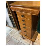 Jewelry Armoire in great shape lined with green felt