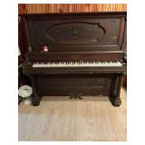 Upright Piano, Made by Ebersole August 26, 1900, last tuned 1986, made in Cincinnati, Ohio