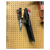 2 toe lift sheetrock tools, and 4 sheetrock key hole saws