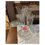 3 glass 24% lead crystal pieces with 3 glass candy dishes