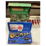 Greenlee 7 piece set of wood boring bits in case, set of Lenox hole saws