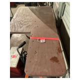 New shooting bench with 1 inch top, built on the frame of a folding sawhorse