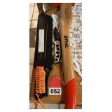 Stihl woodcutters Ax and Northwest trail knife and a Paracuda FS Machete with sheath all new