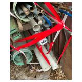 2 shelves of plastic pipe, steel, copper, and misc. plus more
