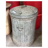 Galvanized Metal Trash Can with Lid