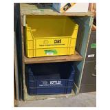 Wooden Storage Cabinet with Two Recycling Totes