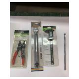 Hand Tools Including Torque Wrench, Snap Ring Pliers, and Digital Caliper
