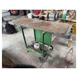 Mobile Green Metal Work Cart with Lower Storage Shelf