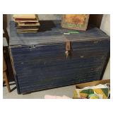 Blue Painted Wooden Storage Chest