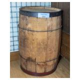 Wooden Barrel with Metal Hoops