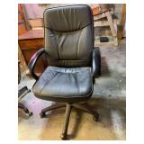 Black Faux Leather Office Chair with Rolling Base