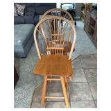 Set of Two Wooden Swivel Bar Stools