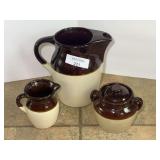Three-Piece Two-Tone Glazed Ceramic Kitchenware Set
