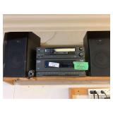 GE Stereo System with Dual Cassette Deck and Speakers