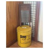 Nodaway Brand Pure Lard Tin and Wooden Washboard