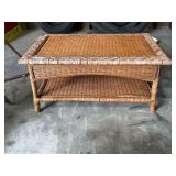 Wicker Coffee Table with Lower Shelf
