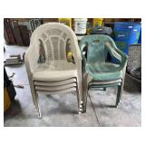 Syroco Stackable Plastic Chairs, Assorted Colors, Lot of 7