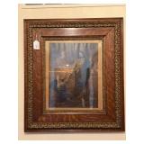 Framed Religious Print Depicting Jesus and Peter on the Water