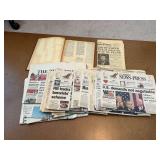 Historical Newspaper Clippings and Ephemera in Storage Case