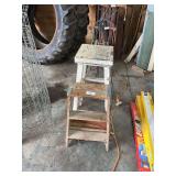 Werner 2-Foot Wooden Step Stool and White Painted Wooden High Stool Lot